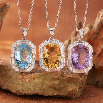 S925 Sterling Silver Gemstone Pendant
